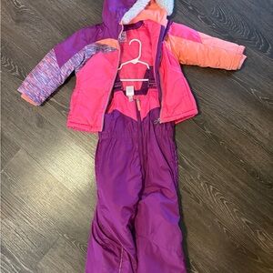 ZeroXposur Kids Puffer Jacket and Snow Pants Set - Pink and Purple